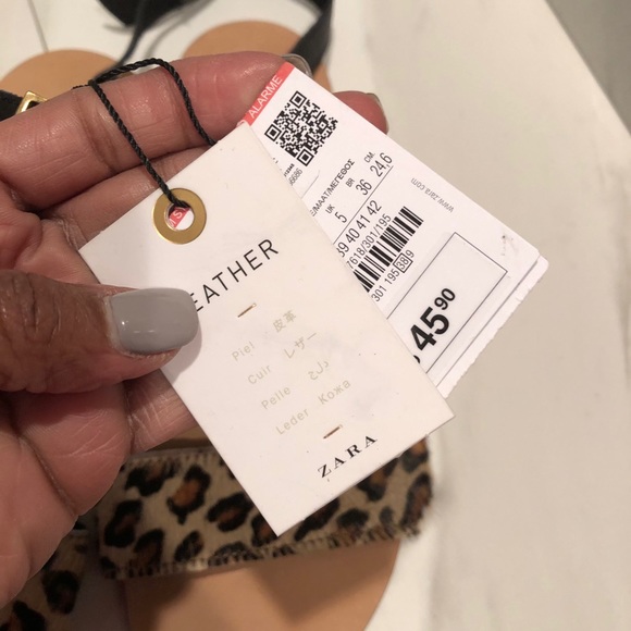 Zara Trafluc Leather Leopard Sandals - Picture 4 of 12